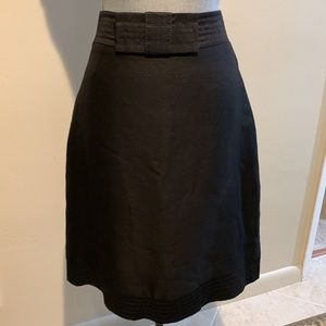 Kate Spade Black Bow Linen A Line Zip Up Lined Skirt 8